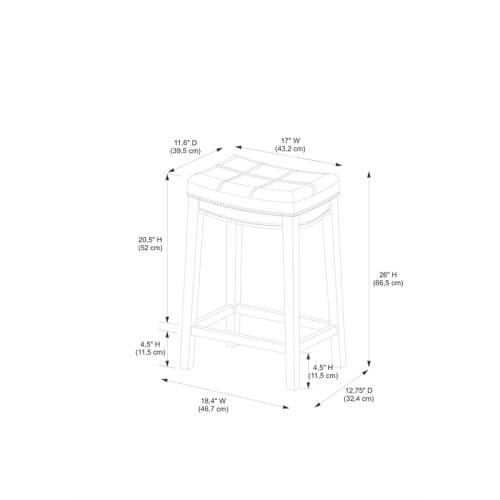 Riverbay Furniture Mitchell 26" Wood Counter Stool with Nail Head Trim in Brown