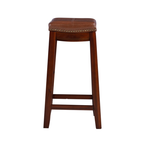 Riverbay Furniture Mitchell 26" Wood Counter Stool with Nail Head Trim in Brown