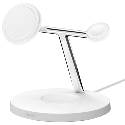 Belkin 3-in-1 15W Wireless Charging Stand with MagSafe - White