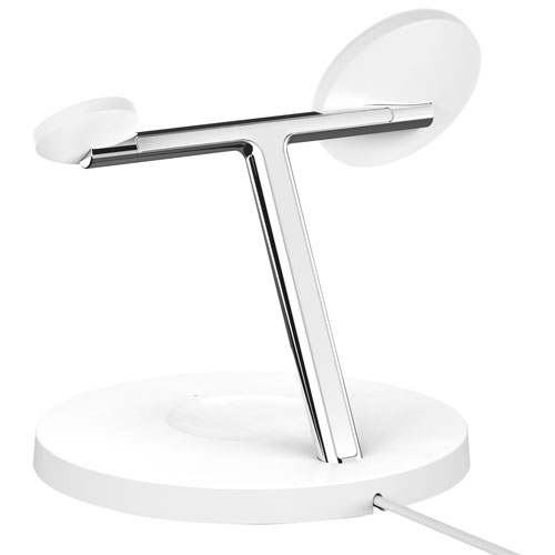 Belkin MagSafe 3-in-1 Wireless Charging Stand for iPhone 15/14/13/12, Apple Watch & AirPods - White