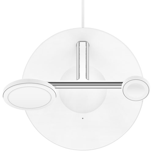 Belkin MagSafe 3-in-1 Wireless Charging Stand for iPhone 15/14/13/12, Apple Watch & AirPods - White