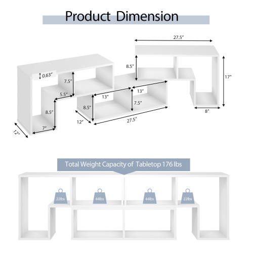 Costway 3 Pcs TV Stand for TV's up To 65" Console Entertainment Center Bookcase Shelves