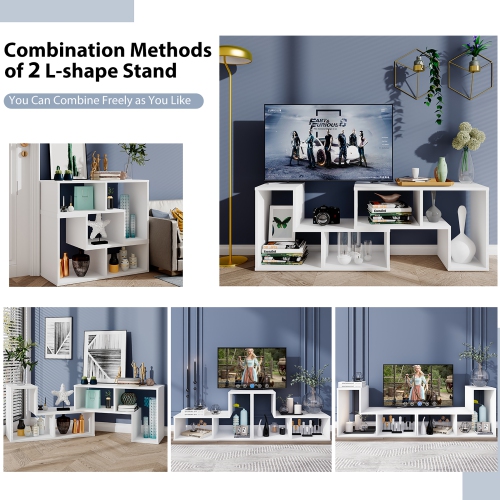 Costway 3 Pcs TV Stand for TV's up To 65" Console Entertainment Center Bookcase Shelves