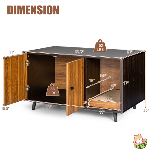 Costway Cat Litter Box Enclosure Cat Washroom Hidden Litter Box Enclosure Coffee