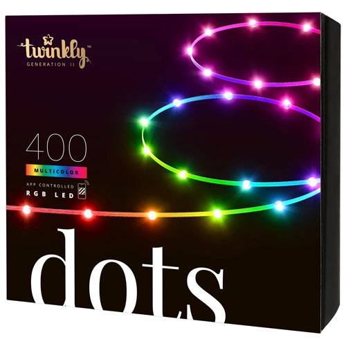 Bande lumineuse intelligente DEL RVB de 20 m Dots de Twinkly - 400 ampoules