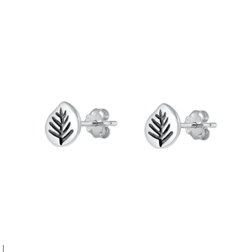 AG STERLING  - Sterling Dainty Leaf Stud Earrings In Silver