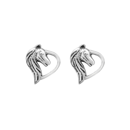 AG STERLING  - Sterling Horse Heart Stud Earrings In Silver