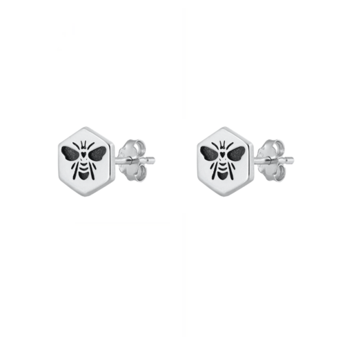 AG STERLING  - Sterlnig Honeycomb Bee Stud Earrings In Silver