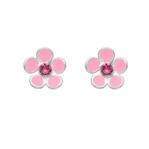 Pink flower store stud earrings