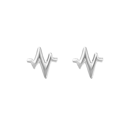 Ag Sterling - Sterling Silver Heartbeat Stud Earrings
