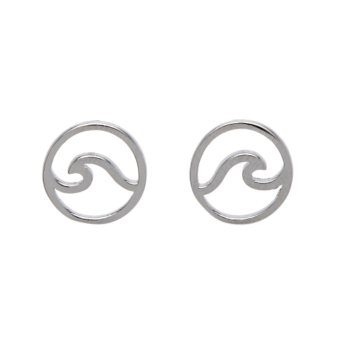 AG STERLING  - Sterling Circular Wave Stud Earrings In Silver