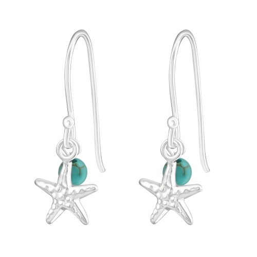 AG STERLING  - Sterling Silver Starfish Imitation Earrings In Turquoise