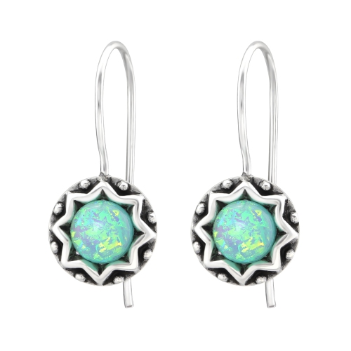 AG STERLING  - Sterling Silver Mint Opal Drop Earrings In Green