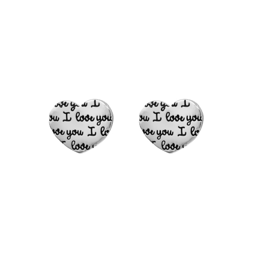 AG STERLING  - Sterling I Love You Heart Stud Earrings In Silver