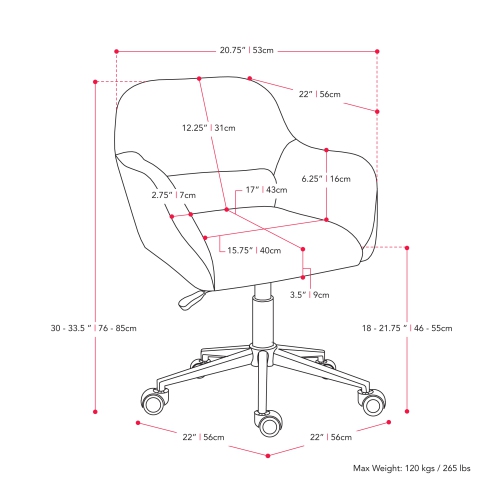 CorLiving WGY-634-C Marlowe Upholstered Task Chair, Light Blue