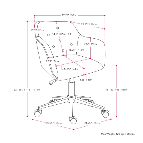 CorLiving WGY-534-C Marlowe Upholstered Button Tufted Task Chair, Light Blue