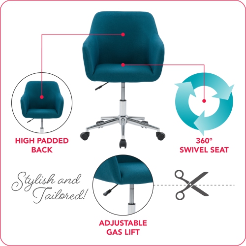 CorLiving WGY-734-C Marlowe Upholstered Chrome Base Task Chair, Dark Blue