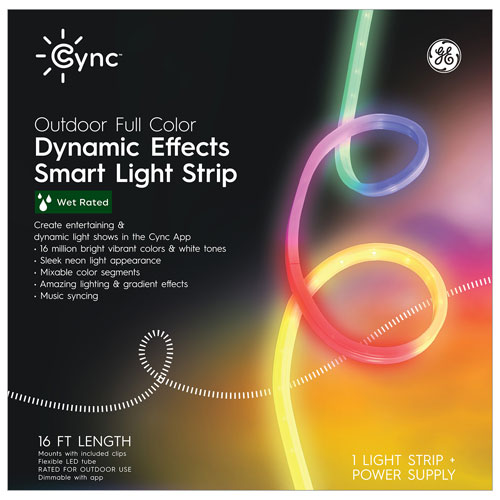 GE Cync 4.9m (16 ft.) Dynamic Effects Gradient Outdoor Smart Light Strip - Multi-Colour
