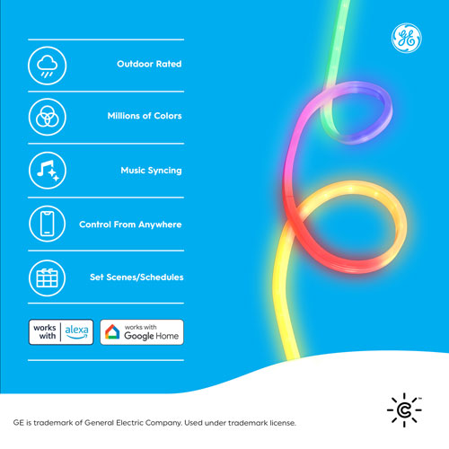 Bande lumineuse intelligente d'extérieur à effets dynamiques de 4,9 m Cync de GE - Multicolore