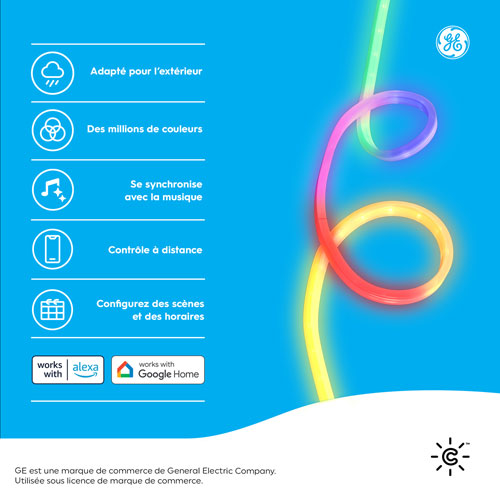 Bande lumineuse intelligente d'extérieur à effets dynamiques de 4,9 m Cync de GE - Multicolore