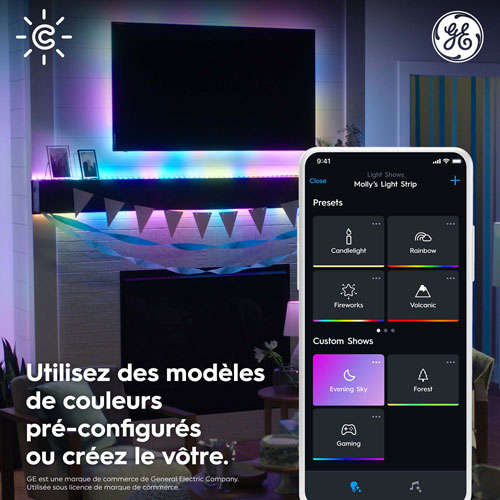 Bande lumineuse intelligente d'extérieur à effets dynamiques de 4,9 m Cync de GE - Multicolore