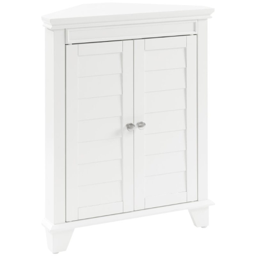 BOWERY HILL  Engineered Wood 2 Door Corner Storage Cabinet In In White