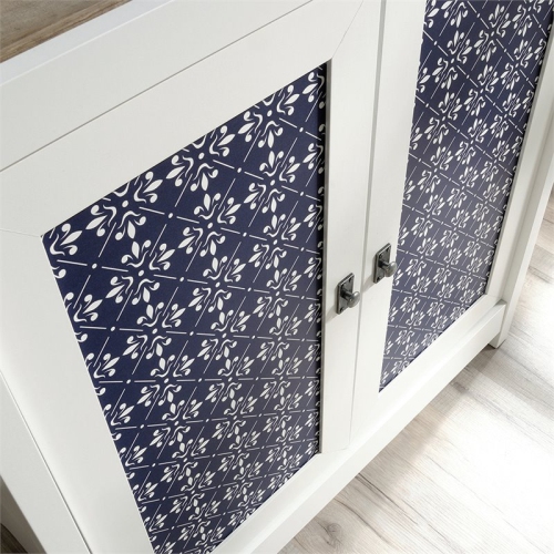 Pemberly Row Engineered Wood 3-Shelf Bookcase in Soft White/Lintel Oak