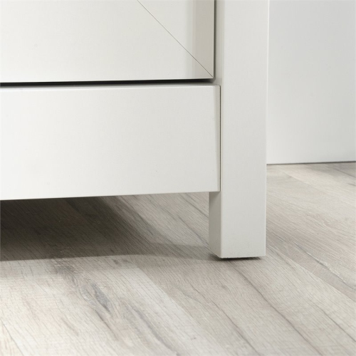 Pemberly Row Engineered Wood 3-Shelf Bookcase in Soft White/Lintel Oak