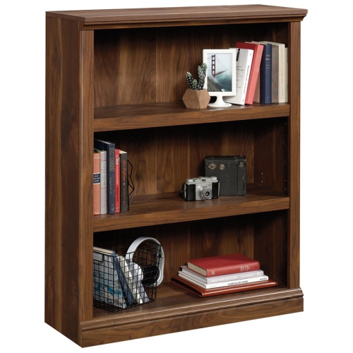 Pemberly Row Contemporary 3-Shelf Wood Bookcase in Grand Walnut