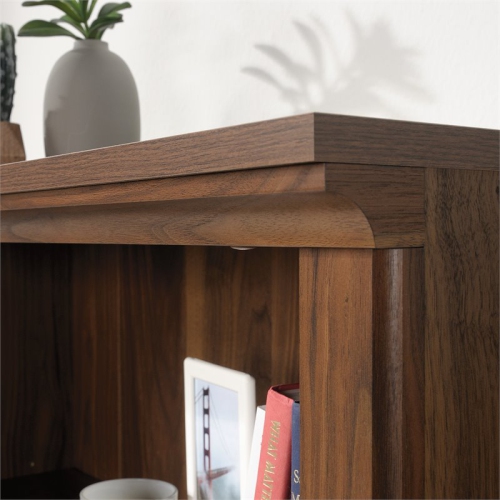 Pemberly Row Contemporary 3-Shelf Wood Bookcase in Grand Walnut