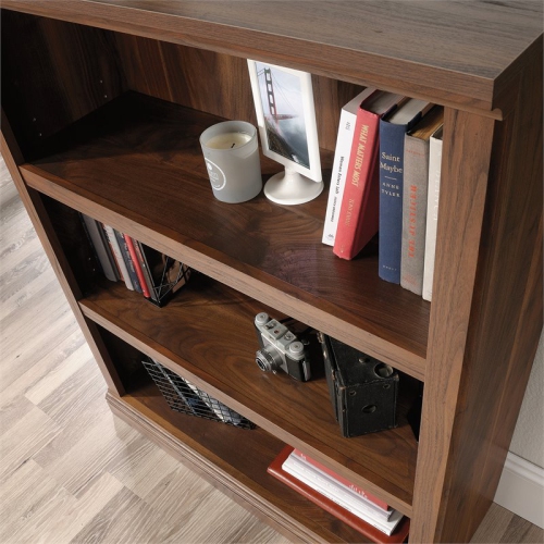 Pemberly Row Contemporary 3-Shelf Wood Bookcase in Grand Walnut