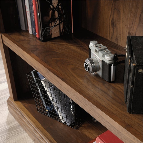 Pemberly Row Contemporary 3-Shelf Wood Bookcase in Grand Walnut