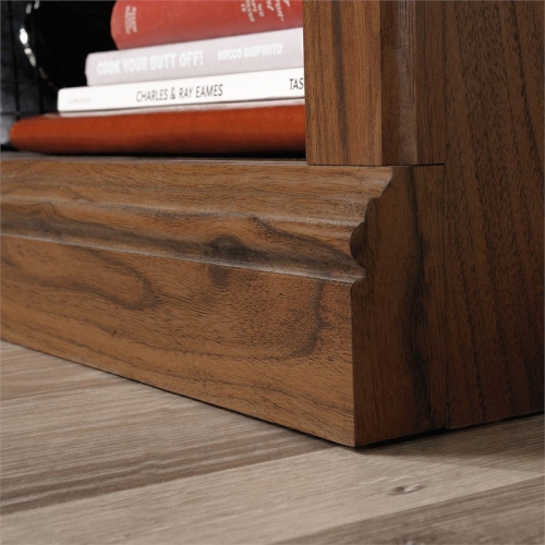 Pemberly Row Contemporary 3-Shelf Wood Bookcase in Grand Walnut