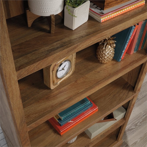 Pemberly Row 5-Shelf Tall Wood Bookcase in Sindoori Mango