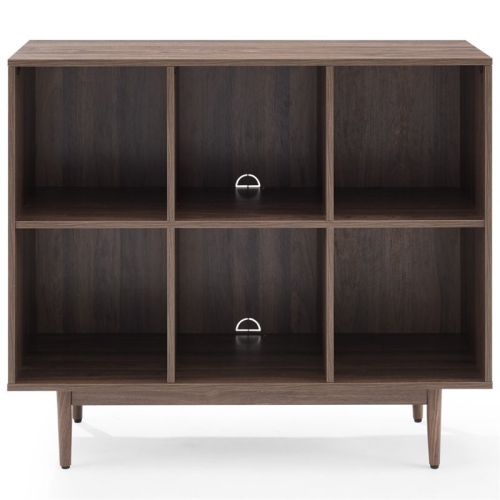 Bowery Hill Six Cubby Wooden Bookcase in Walnut Brown Finish