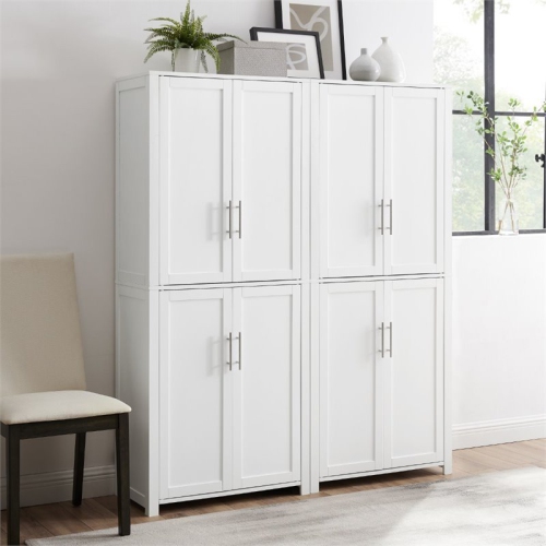 Bowery Hill Tall Wooden Shaker Pantry in White Finish