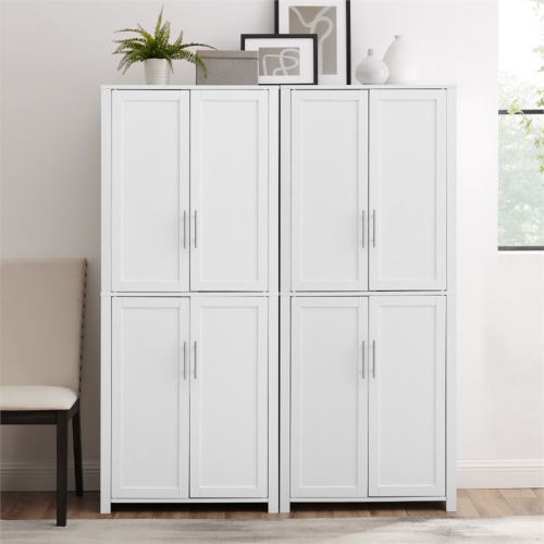 Bowery Hill Tall Wooden Shaker Pantry in White Finish