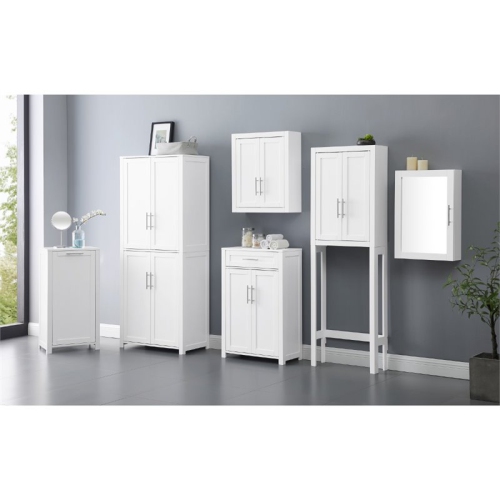 Bowery Hill Tall Wooden Shaker Pantry in White Finish