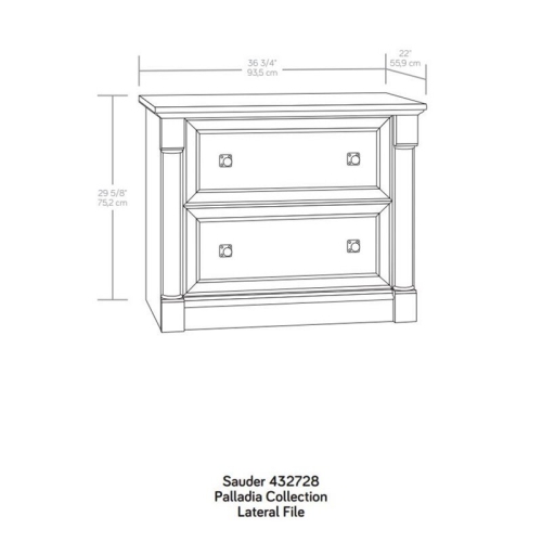 Classeur en bois d’ingénierie Pemberly Row, fini chêne glacier/ardoise Rosso