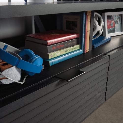 Pemberly Row Engineered Wood TV Stand For TVs Upto 70" in Raven Oak