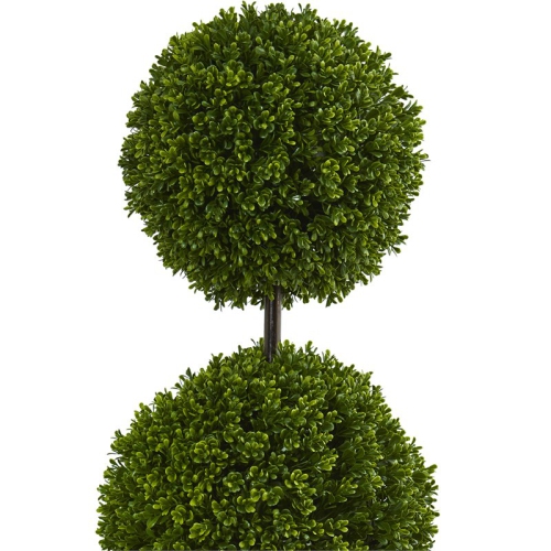 Indoor/Outdoor 48" Boxwood Double Ball Topiary Artificial Tree in Oval Planter
