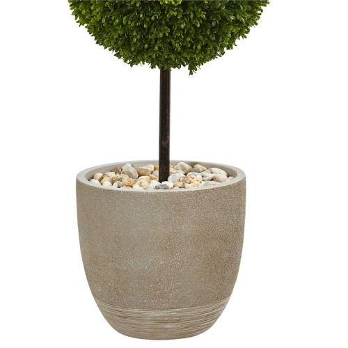 Indoor/Outdoor 48" Boxwood Double Ball Topiary Artificial Tree in Oval Planter
