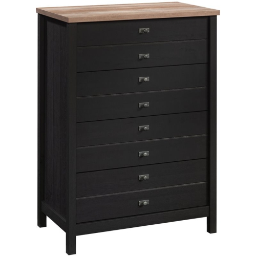 Pemberly Row 4-Drawer Bedroom Chest in Raven Oak with Lintel Oak Accent