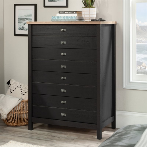 Pemberly Row 4-Drawer Bedroom Chest in Raven Oak with Lintel Oak Accent
