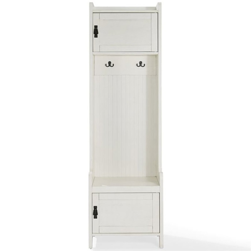 Bowery Hill Engineered Wood Hall Tree in Distressed White Finish