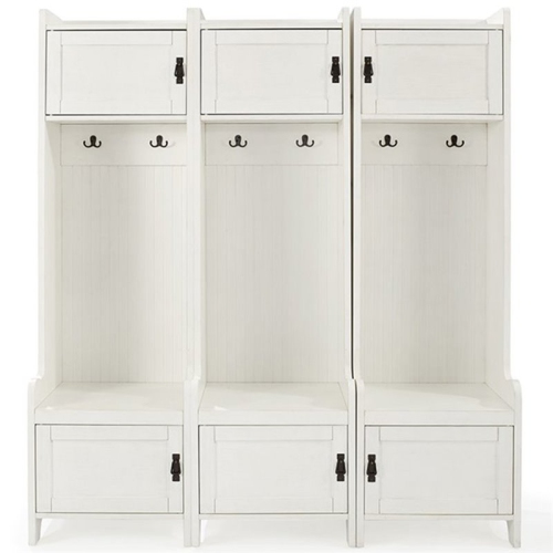 Bowery Hill Engineered Wood Hall Tree in Distressed White