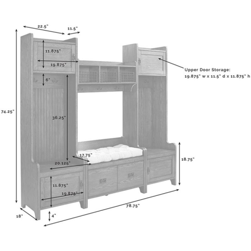 Bowery Hill Engineered Wood Hall Tree in Distressed White
