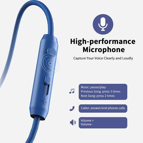 C8 Headphones with Microphone and Volume Control Folding Lightweight 3.5mm Jack Headset for Cellphones Tablets Smartphones Laptop Computer PC Mp3/4