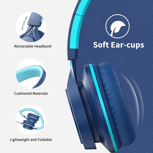 C8 Headphones with Microphone and Volume Control Folding Lightweight 3.5mm Jack Headset for Cellphones Tablets Smartphones Laptop Computer PC Mp3/4