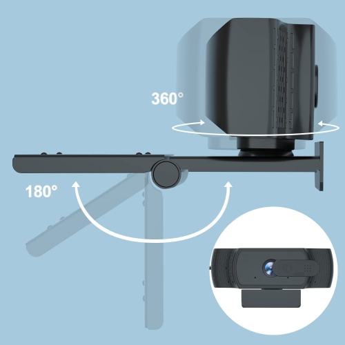 Usb 1080p Hd Streaming Webcam With Microphone, With Privacy Cover, Plug And Play, Autofocus Flexible Rotatable Wide Angle Webcam